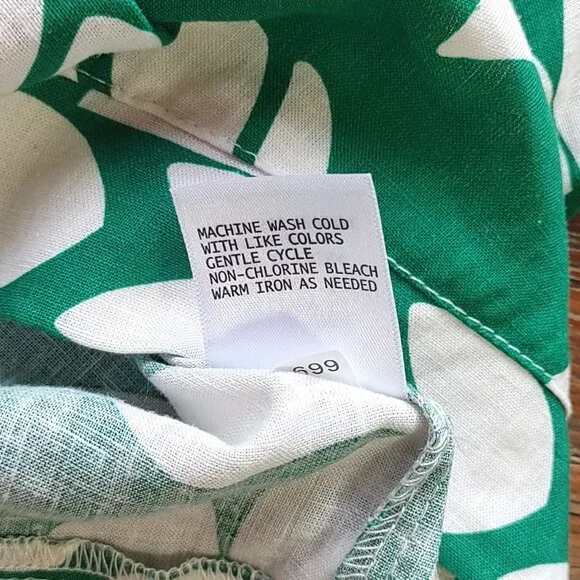 NWT Nicole Miller Linen Shirt Crop Jacket Tropical Button-Up Short Sleeve Size M - Picture 10 of 11